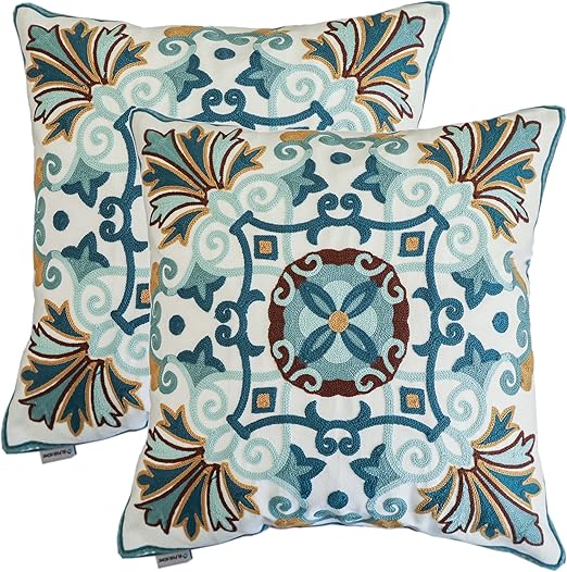 Amazon Com Alpha Home Embroidered Throw Pillow Covers Decorative