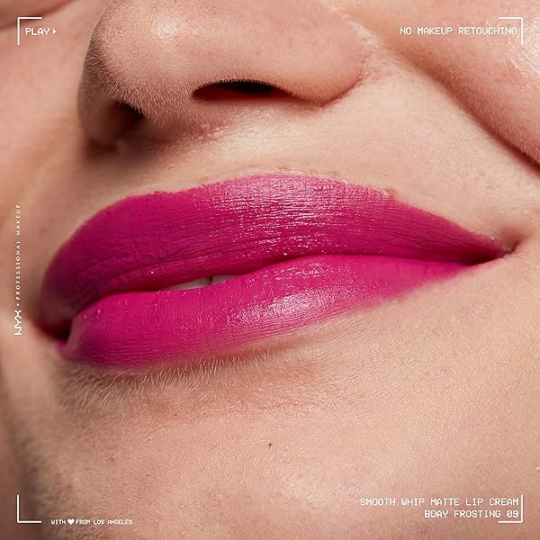 NYX PROFESSIONAL MAKEUP SMOOTH WHIP MATTE LIP CREAM, LONG LASTING, MOISTURIZING, VEGAN LIQUID LIPSTICK – BDAY FROSTING (VIOLET RED)