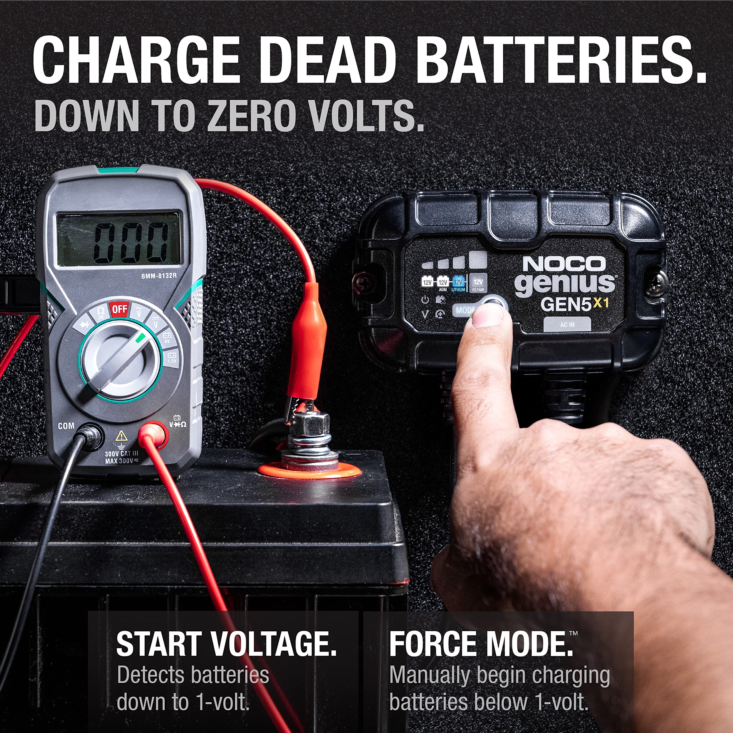 NOCO Genius GEN5X1: 1-Bank, 5A Onboard Battery Charger - 5A Per Bank, 12V Waterproof Marine Charger with Overcharge Protection & Temperature Compensation – for Lead-Acid & Lithium Batteries