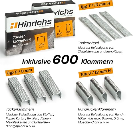 Hinrichs Handtacker Im Koffer Holz Mit Klammern Nageln Gratis Cuttermesser Tacker Handwerker Zum Fixieren Elektro Handwerkzeuge Livemillennium Com 