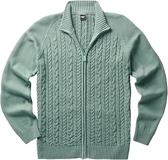 Cotton Traders Unisex Womens Mens Cable Zip Cardigan Knitwear Sage 3XL