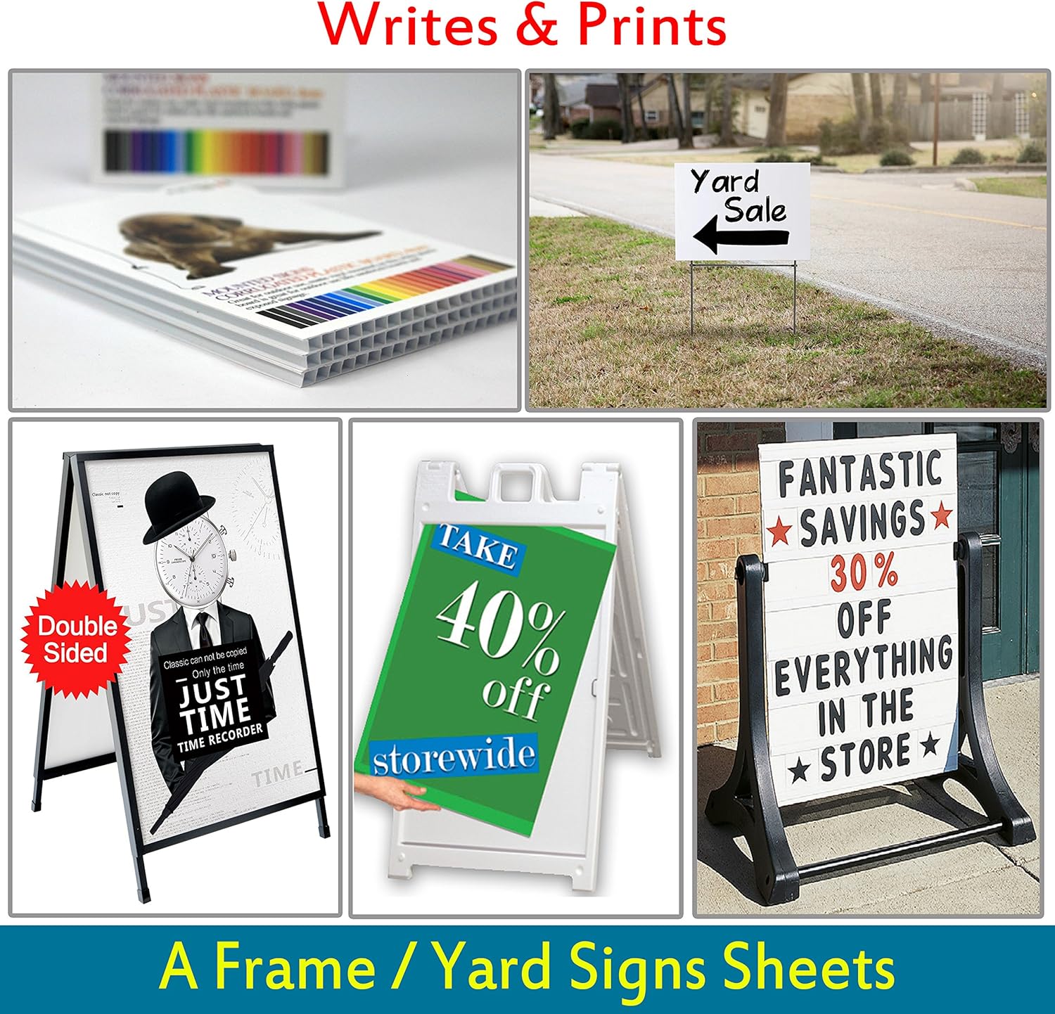 T-SIGN Corrugated Plastic Sheets Coroplast Sign Blank Board, 24 x36 Inches 3/16 Inches Thick for A-Frame Replacement Poster Sheets, 2 Pack White Blanks Sign : Office Products