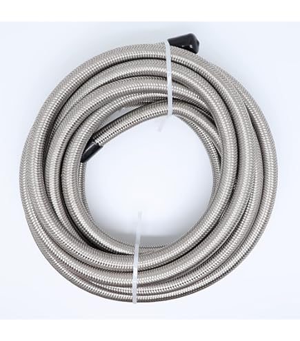 CarBole 10FT Stainless Steel Braided Fuel Line, 5/16" I.D. Diesel Hose