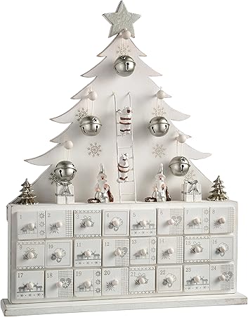 Albero Di Natale In Legno Amazon.Werchristmas Calendario Dell Avvento In Legno Decorazione Natalizia A Forma Di Albero Di Natale Legno White 32 X 6 5 X 40 Cm Amazon It Casa E Cucina