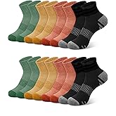 YSense 8 Pairs Crew Quarter Socks for Women Men, Breathable Cotton Athletic Running Ankle Cushioned Gym Socks for Hiking
