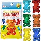 BioSwiss Bandages, Gummy Bear Shaped Self Adhesive Bandage Set, Latex Free, Sterile Wound Care, 24 Count