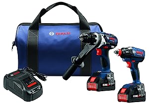 Bosch GXL18V-225B24 18V 2-Tool Combo Kit with Brute Tough 1/2 In. Hammer Drill/Driver and 1/4 In. and 1/2 In. Two-In-One Bit/Socket Impact Driver