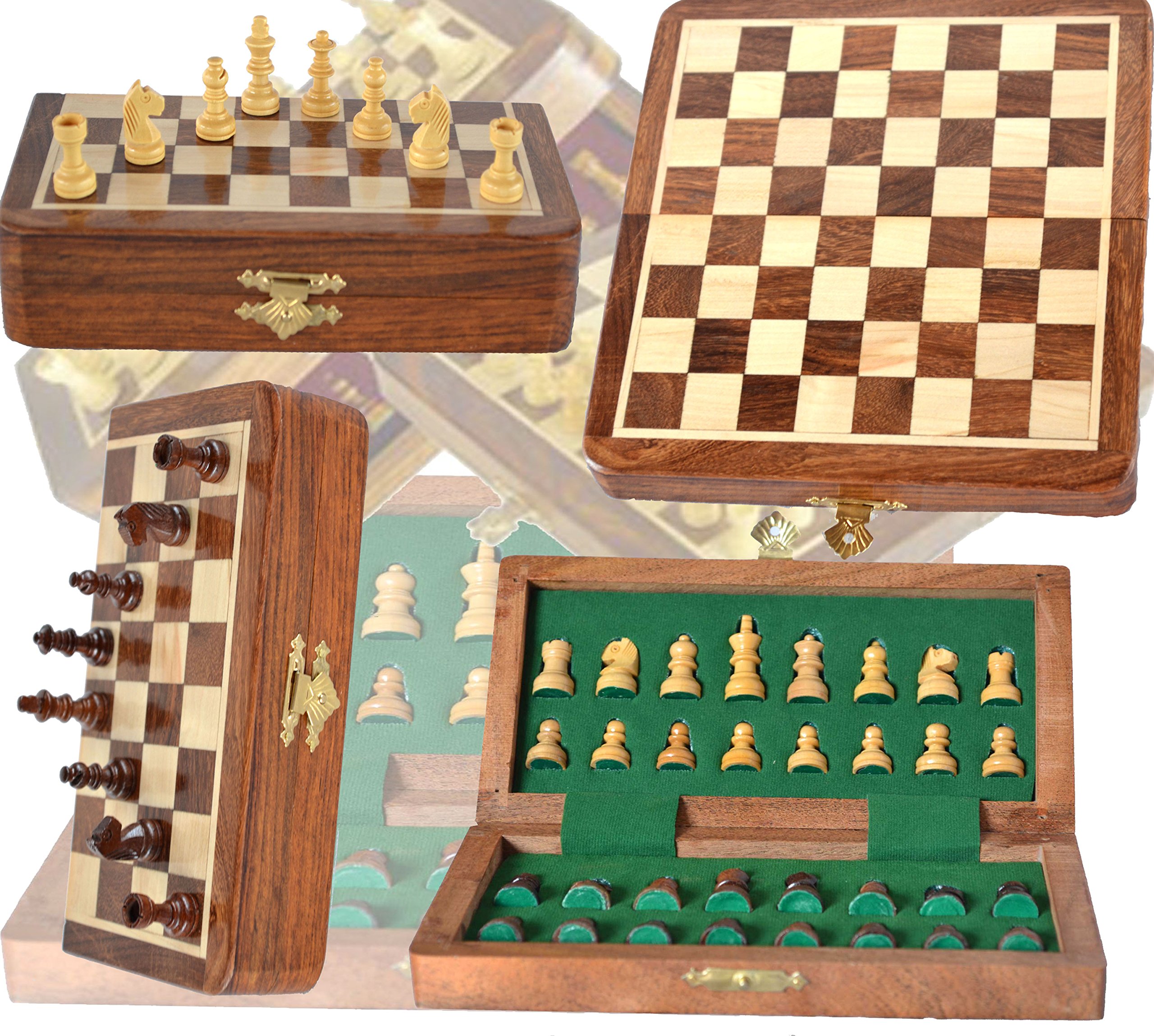 Arkavati 30cm Wooden Chess Set Magnetic Board Folding Storage 30cm