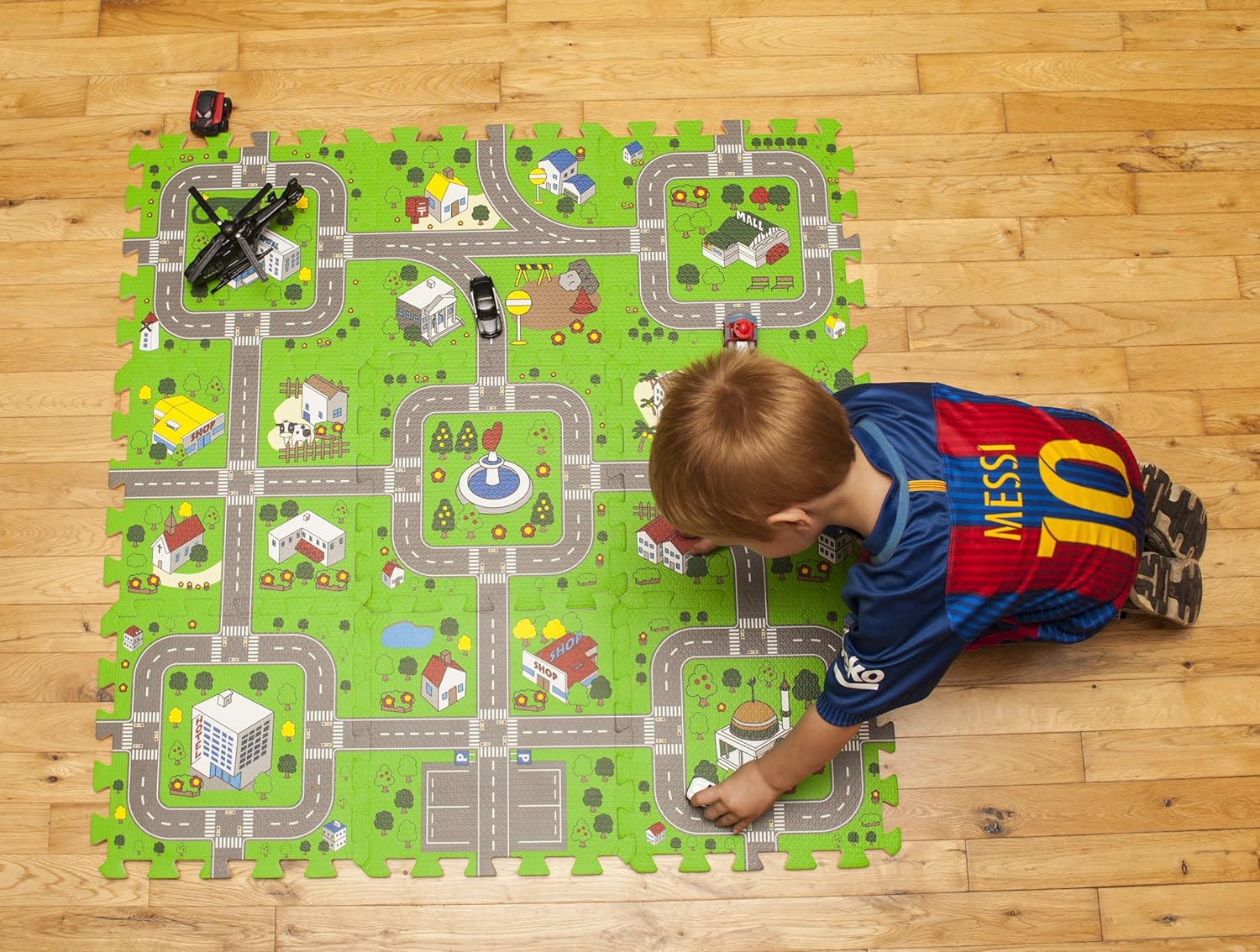 Foam Play Mat Road Toy Playmat Interlocking Floor Puzzle Road Playroom Mat Interactive Play Set (18 Piece Set): Toys & Games