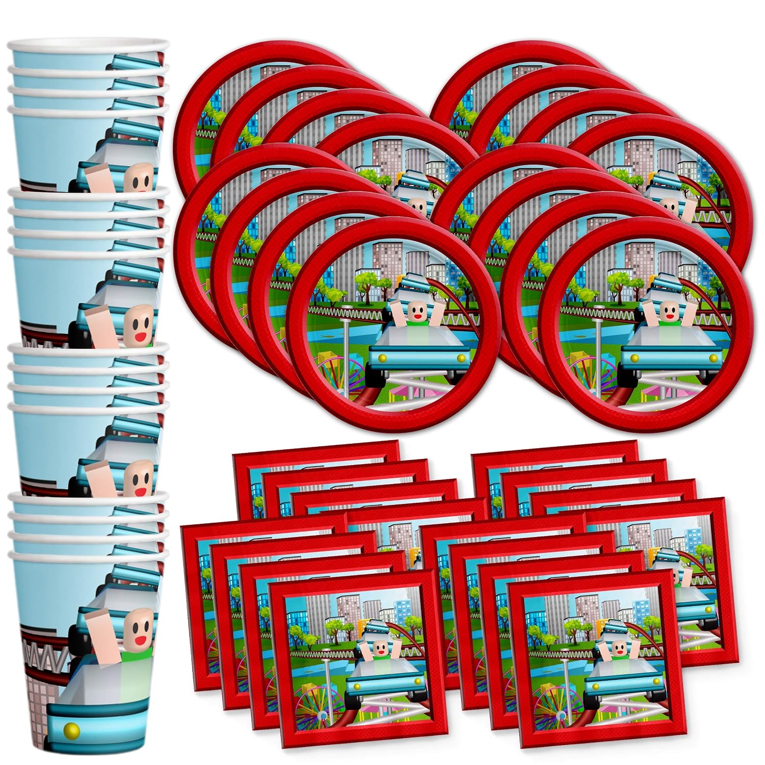 Robot Blocks Party Birthday Party Supplies Set Plates Napkins Cups Tableware Kit For 16 -