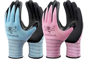 DOFOWORK Gardening Gloves - 6 Pair Gardening Gloves for Women/Men, Breathable Natural Latex Garden Gloves with Grip