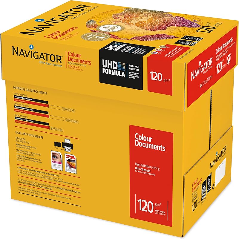 Navigator A4 Colour Document Paper 120 g Pack of 8 Half Reams White