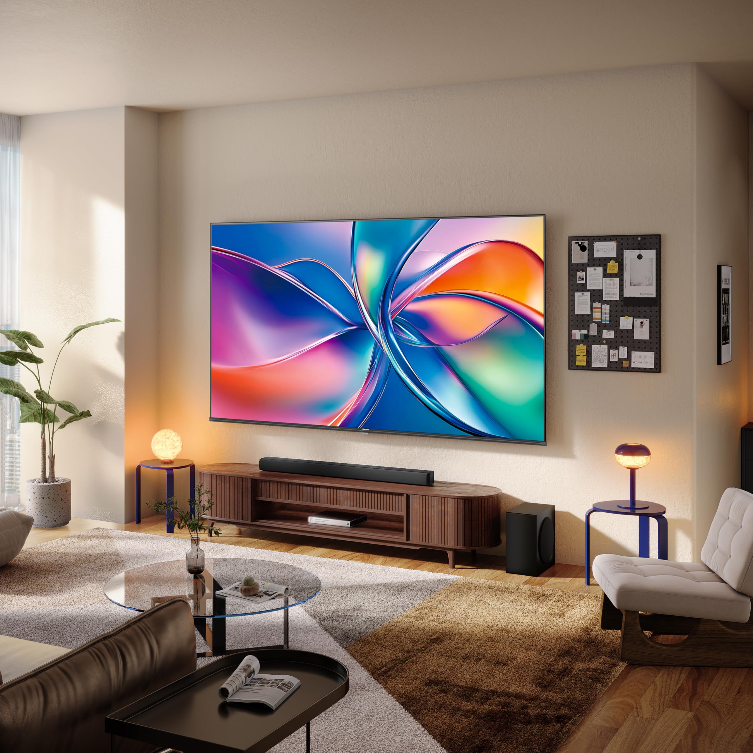 Hisense 98E7Q Fernseher, 98 Zoll, 2480 Mm, 4K UHD QLED, Smart TV, 144Hz Game Mode PRO, AI 4K Upscaler, Smoothmotion, Lichtsensor, Colour, Dolby Vision Atmos, Sprachsteuerung, EZPlay 4