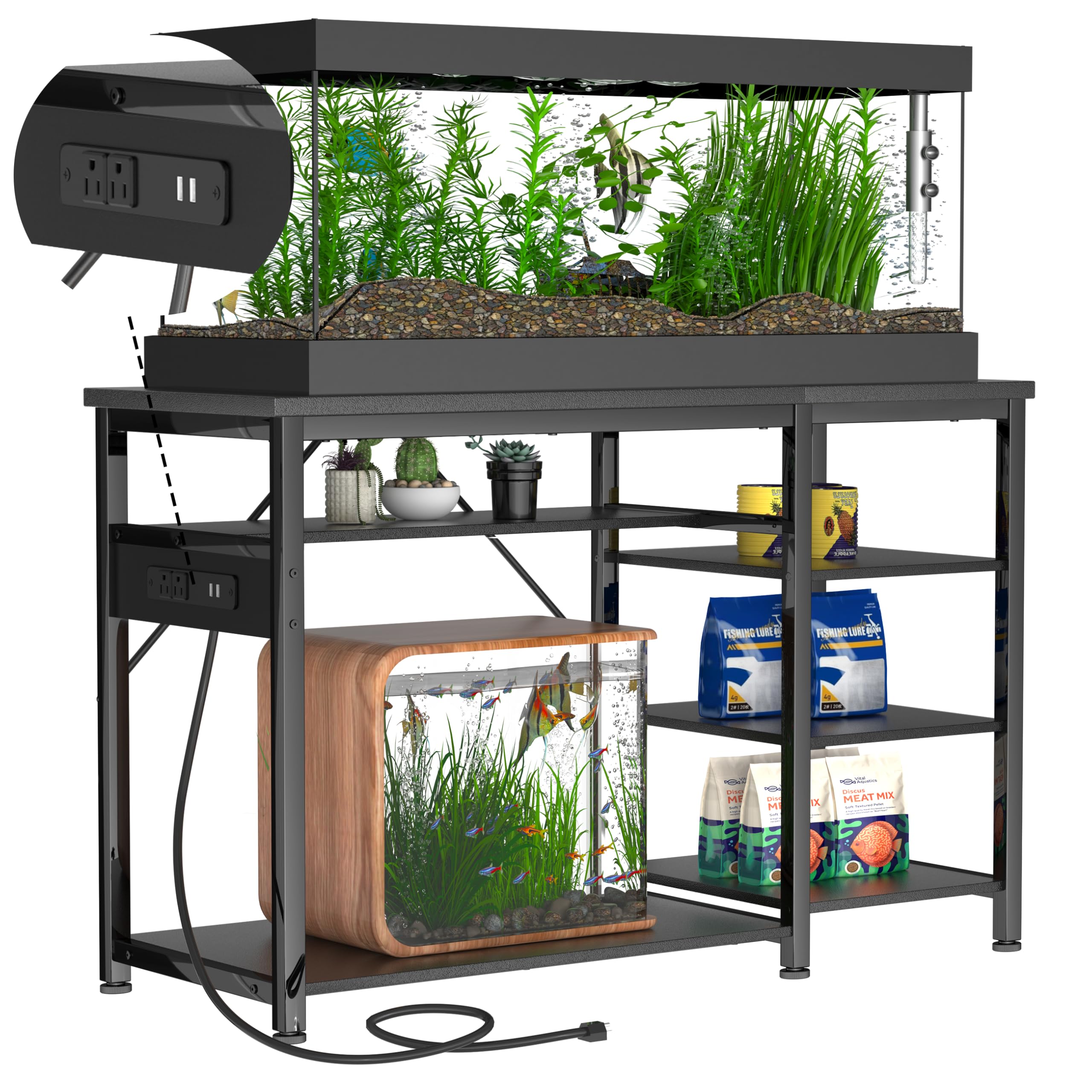 Photo 1 of 20-40 Gallon Fish Tank Stand: Heavy Duty Aquarium Stand with Power Outlets and Cabinet for Fish Tank Accessories Storage - Metal Frame, 1000LBS Capacity, Suitable for Fish & Reptile Terrariums