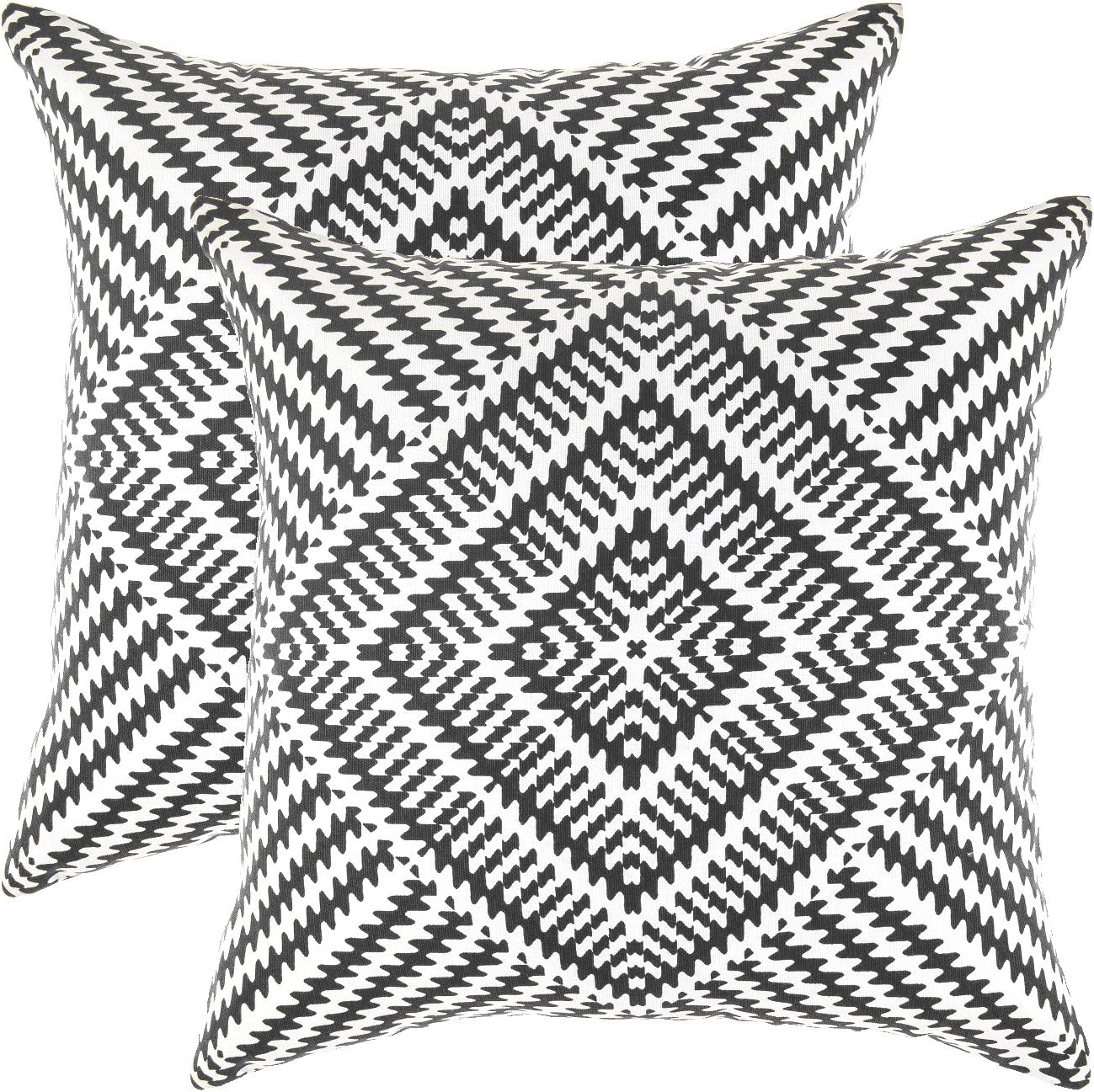 TreeWool, (2 Pack Cushion Covers Kaleidoscope Accent in Cotton Canvas (55 x 55 cm, Black)