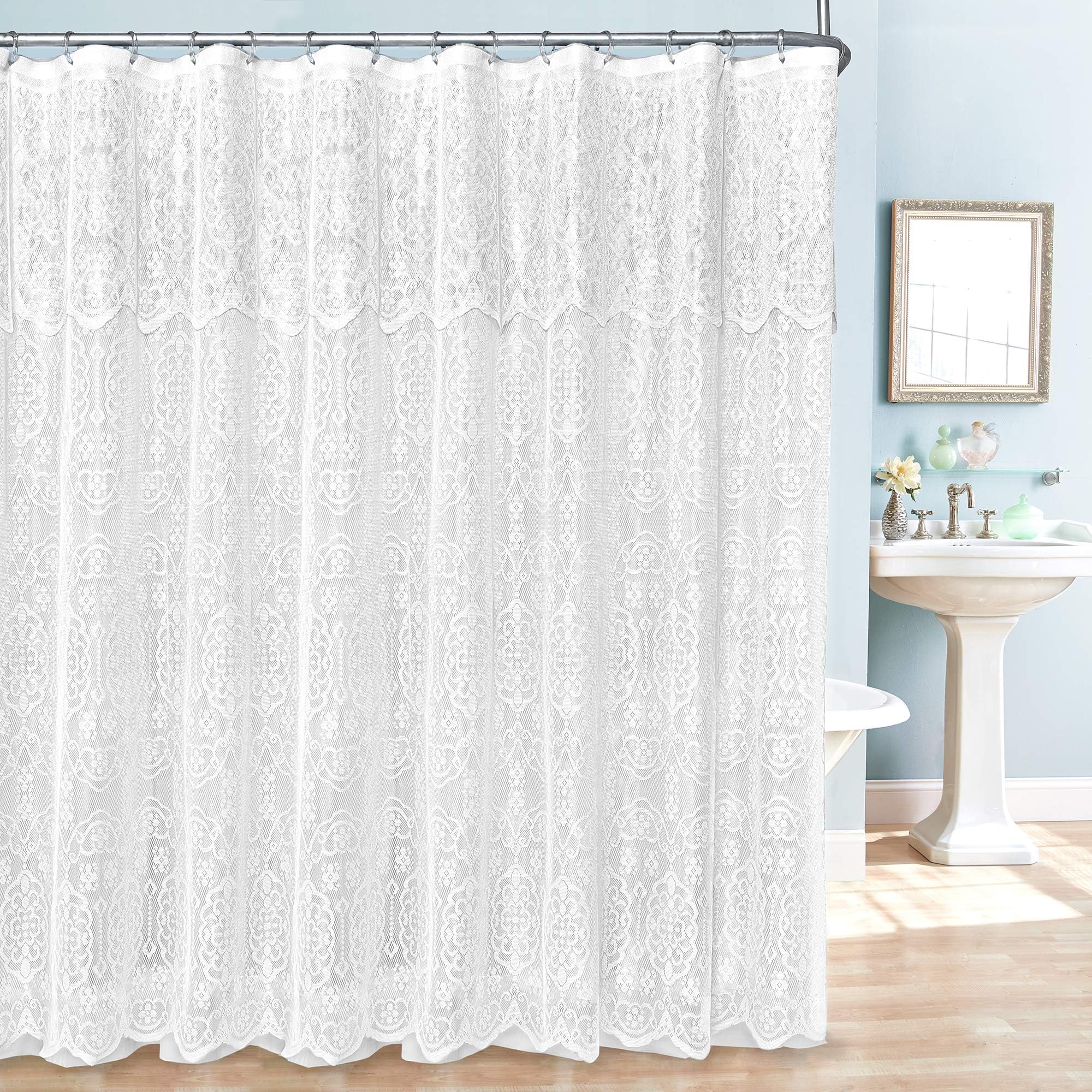 Madison Home LAC-SC-WH Shower Curtain, White