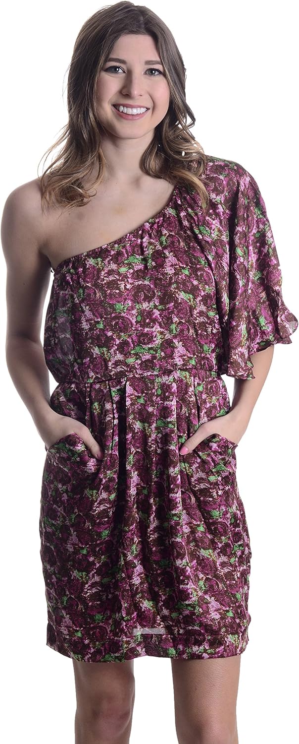 magenta one shoulder dress