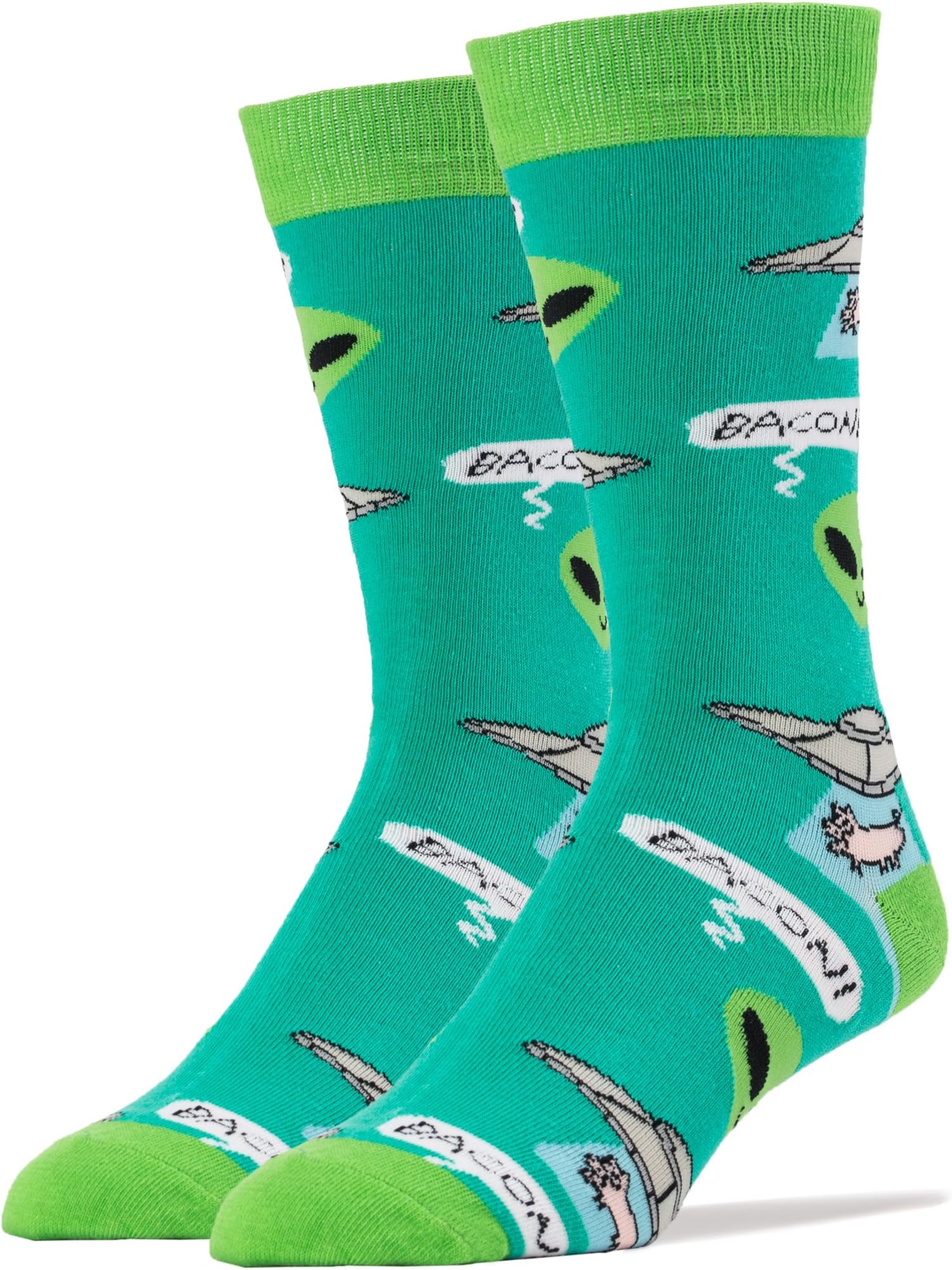 Oooh Yeah Men's Luxury Combed Cotton Crew Socks Bacon Abduction