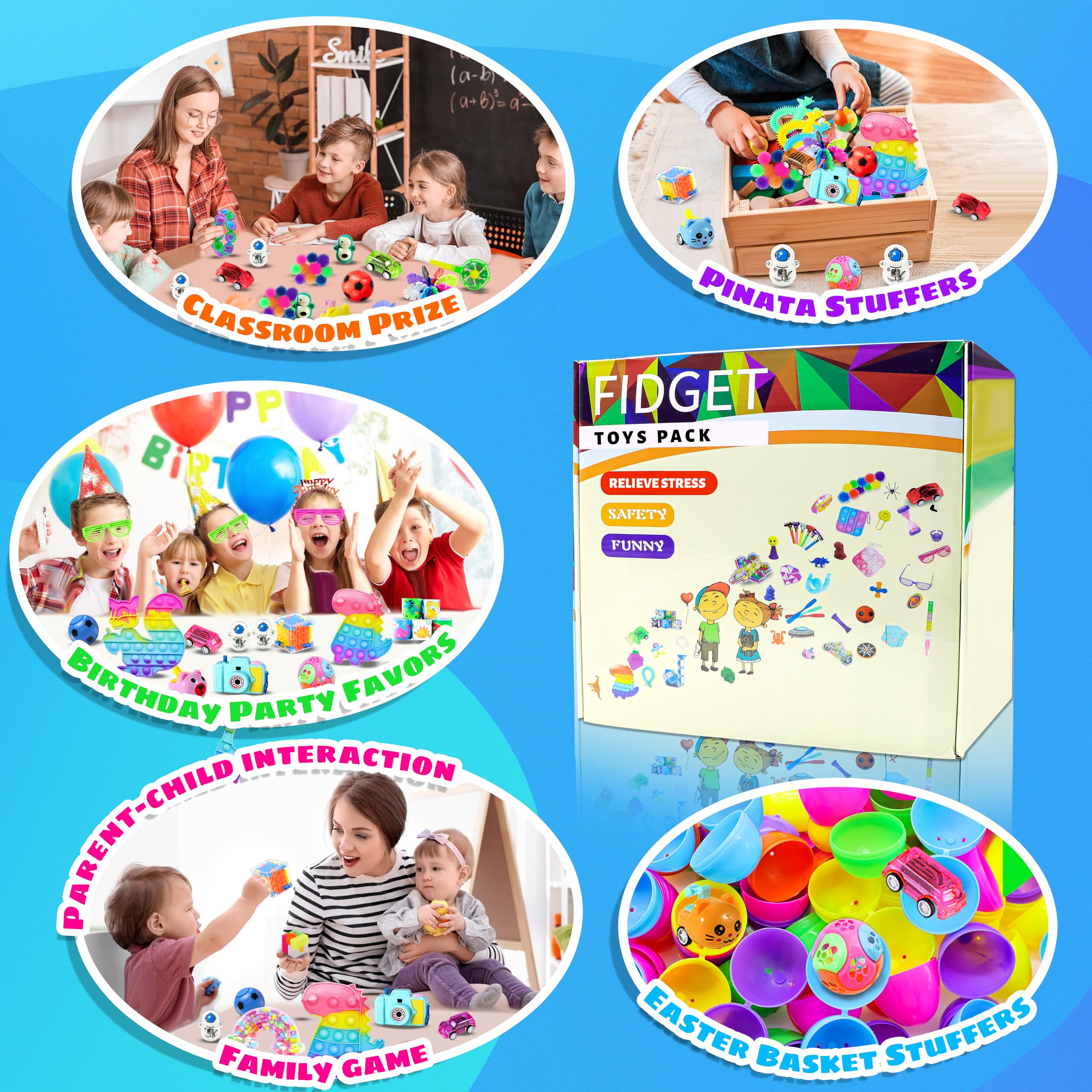 1000pcs Party Favors Goodie Bags for Kids, Fidget Toys Pack, Stocking Pinata Stuffers, Birthday Gifts, Classroom Prize, Treasure Box, Carnival Prizes, Easter Eggs Fillers