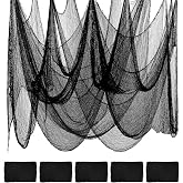 Yeomant 5Pcs Halloween Creepy Cloth 30×80inch, Scary Halloween Fabric Gauze, Black Creepy Cloth for Yard, Doorway, Haunted House Party