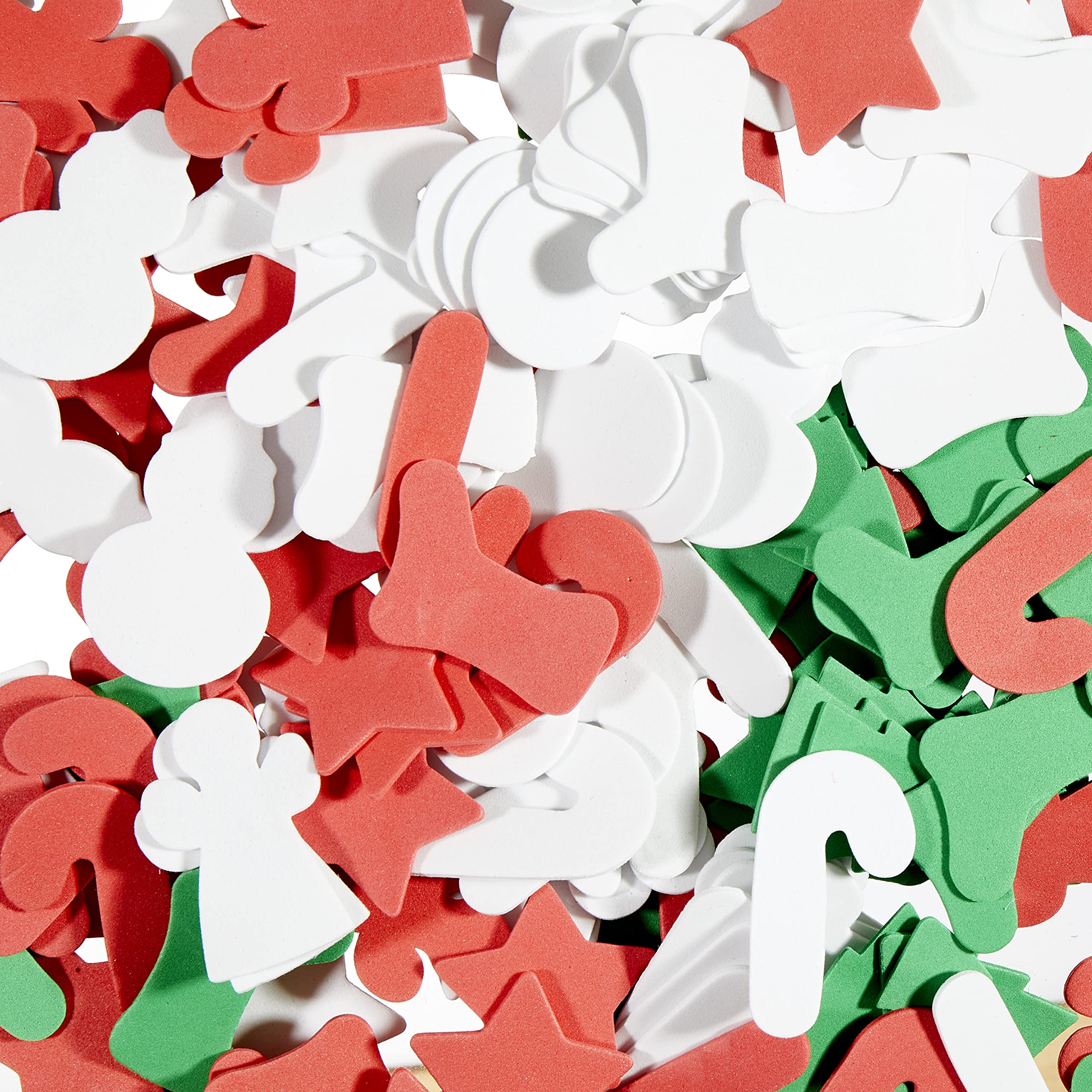 scola Christmas Foam Shapes, 200 Pieces, Assorted Shapes, Red/White/Green, Children Art Activities and Scrapbooking, Ideal for Hobbyists and Professional Crafters, Adults and Kids