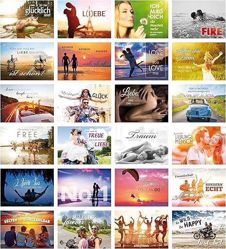Set Di 24 Cartoline Della Serie Liebe Con Frasi D Amore In Lingua Tedesca Ideali Come Gioco Per Il Matrimonio O Regalo Per I Migliori Amici Codice Articolo 78 Amazon It Cancelleria E Prodotti