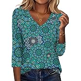 Zeagoo 3/4 Length Sleeve Womens Tops Casual V Neck Shirts Soft Basic Tees Business Work Blouses