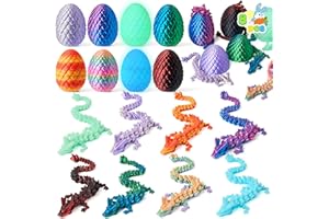 JOYIN 8 Pcs 3D Printed Dragon Eggs with Colorful Dragon, Articulated Magic Toys, Easter Basket Stuffers for Kids Party Favors