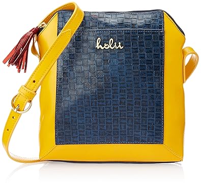 Holii Ghajni 03 Womens Sling Bag (Navy Blue & Mango Yellow)