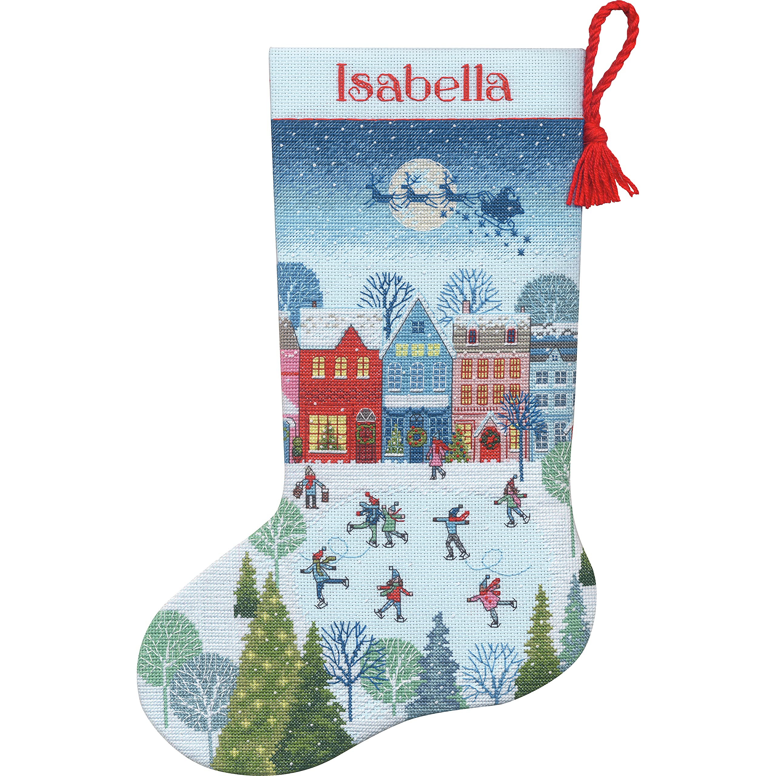 Dimensions Skating Counted Cross Stitch Christmas Stocking Kit, 16