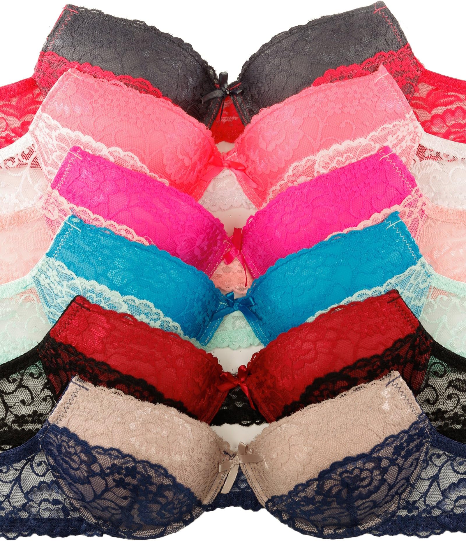 2ND DATE Women's Assorted Bras (Packs of 6) - Various Styles