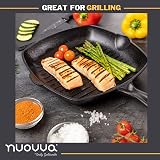 nuovva Pre Seasoned Cast Iron Griddle Pan Square 28cm Enamelled Grill view 9