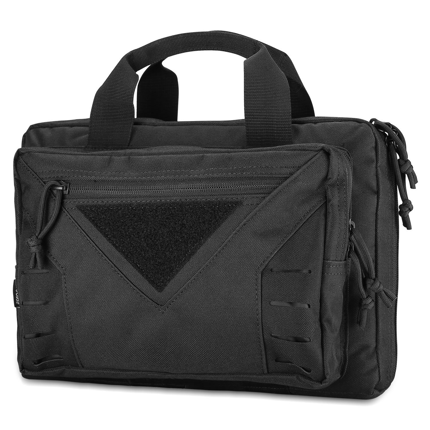 ProCase Pistol Case Handgun Range Bag Pouch, Tactical MOLLE Duffle Bag, for 2 Handguns Magazines Ammo Hunting or Shooting Range Sport, for Father's Day -Black