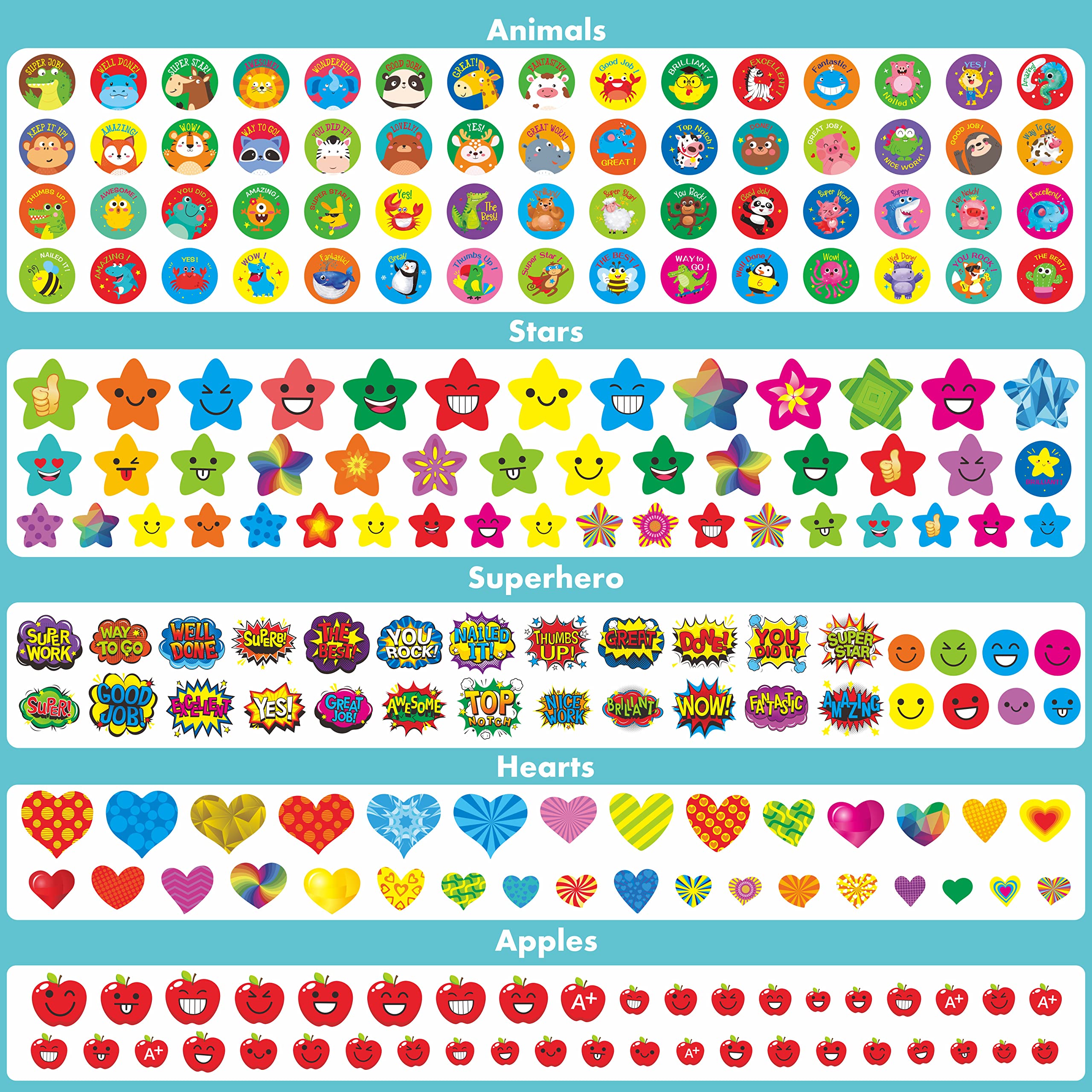 Mua 2800+ Incentive Stickers, 280+ Cartoon Designs, Animals, Circle ...