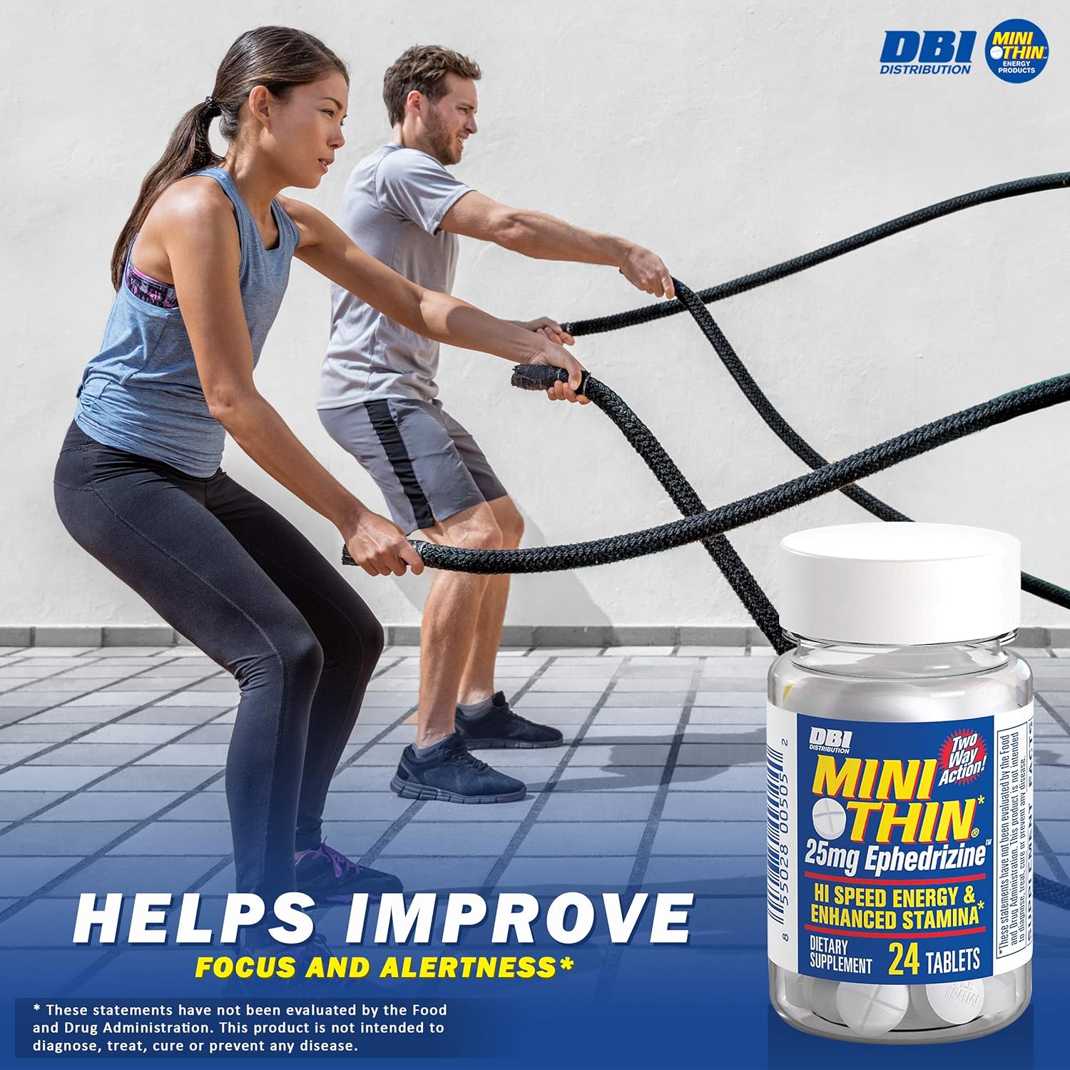 Mini Thin | Two-Way Action Caffeine Pills - High Speed Energy and Enhanced Stamina* - 205mg Caffeine; 25mg Ephedrizine (Yohimbe, DMAE, Green Tea, White Willow Bark and More) - 24 Count Bottle: Health & Personal Care