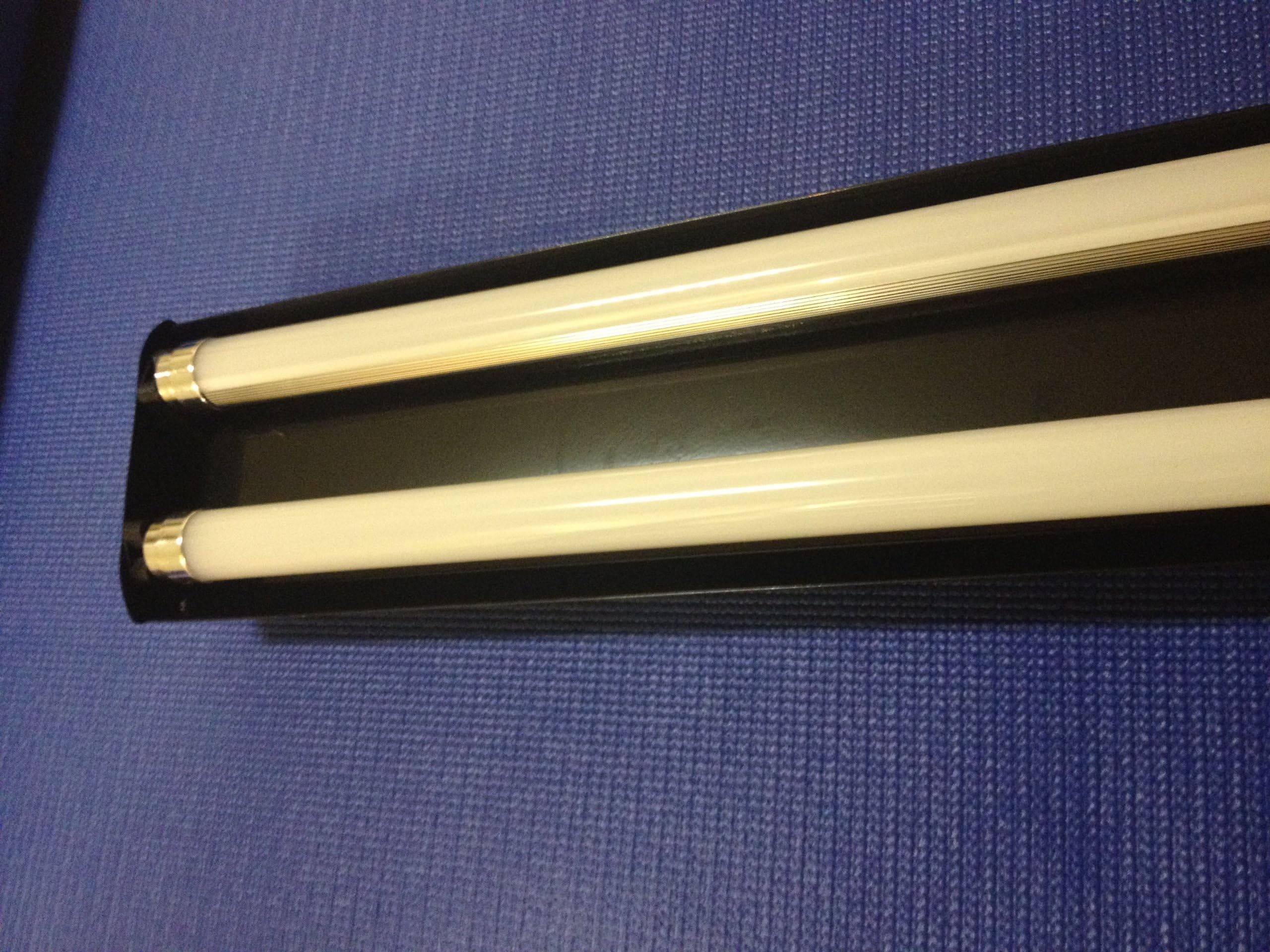 Black Pre-assembled plug-in LED Light Fixture with 2x 4ft Energy Efficient LED tubes. Perfect for garage, workbench, warehouse etc.