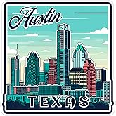 Austin Texas Sticker 4 Inch City Travel Souvenir Destination - Waterproof Vinyl Decal for Laptop Water Bottle Car Tumbler - Durable Aesthetic Long-Lasting Stickers for Adults ID44990