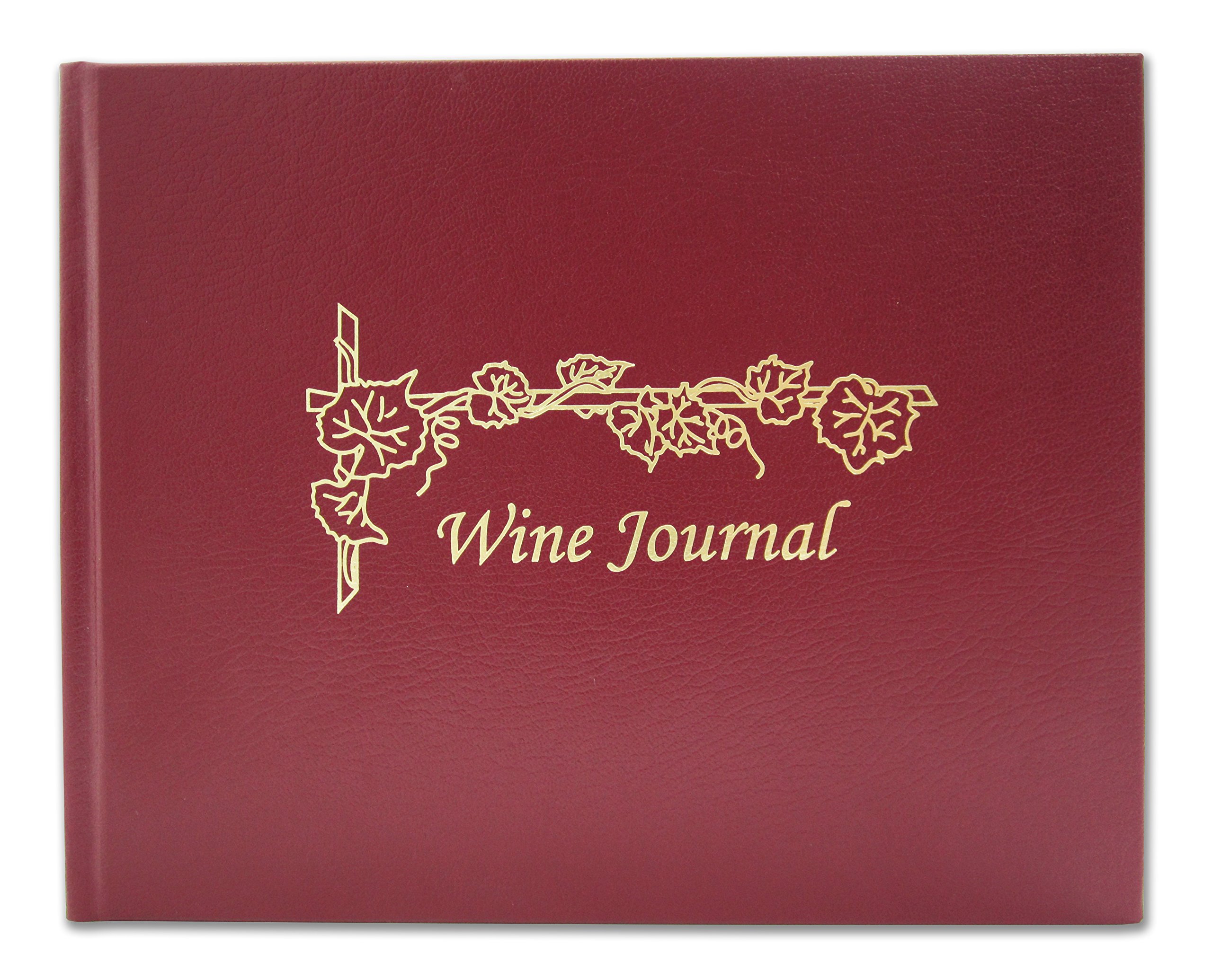 BookFactory® Wine Journal/Wine Log Book/Wine Diary/Wine Notebook - Burgundy Leather Cover - 72 Pages, Professional Grade, Section Sewn Hardbound, 8 7/8" x 7" (LOG-072-XLO-TWR-WINE-XMT43R)