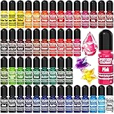 Epoxy Resin Color Pigment – 48 Vivid Colors Liquid Epoxy Pigment, Highly Concentrated, Translucent Resin Dye for Art, DIY, Jewelry & Crafts – Each 6ml/ 0.25 oz