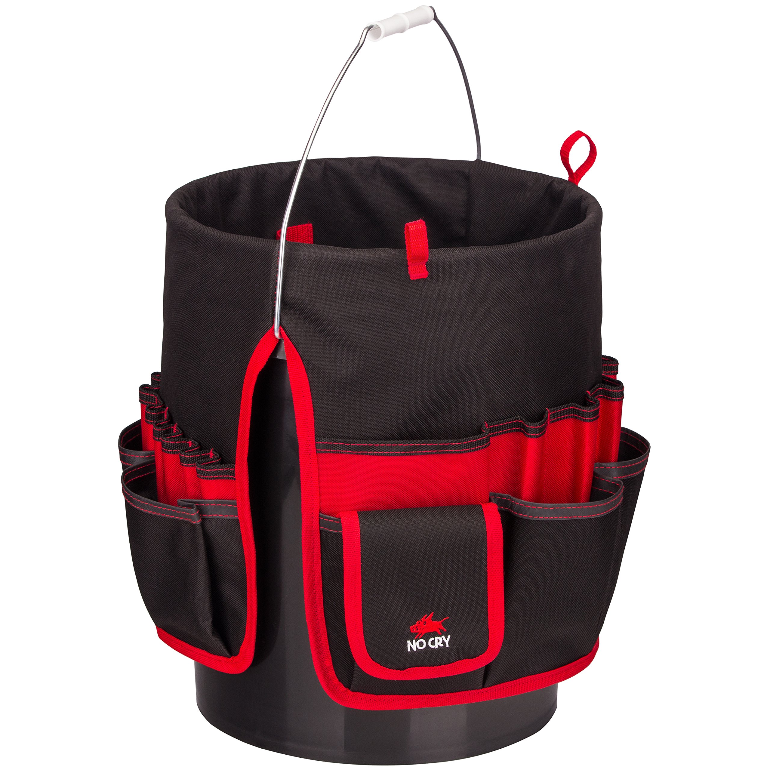 NoCry Heavy Duty Bucket Organizer with 35 Pockets, 5 Tool Loops, and