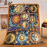Sun and Moon Blanket Sun Moon Throw Blanket Soft Cozy Warm Fuzzy Fleece Lightweight Plush Merch Hippie Celestial Decor Gifts for Lover Man Woman Boy Girl Couch Bedding Sofa 50"X40"