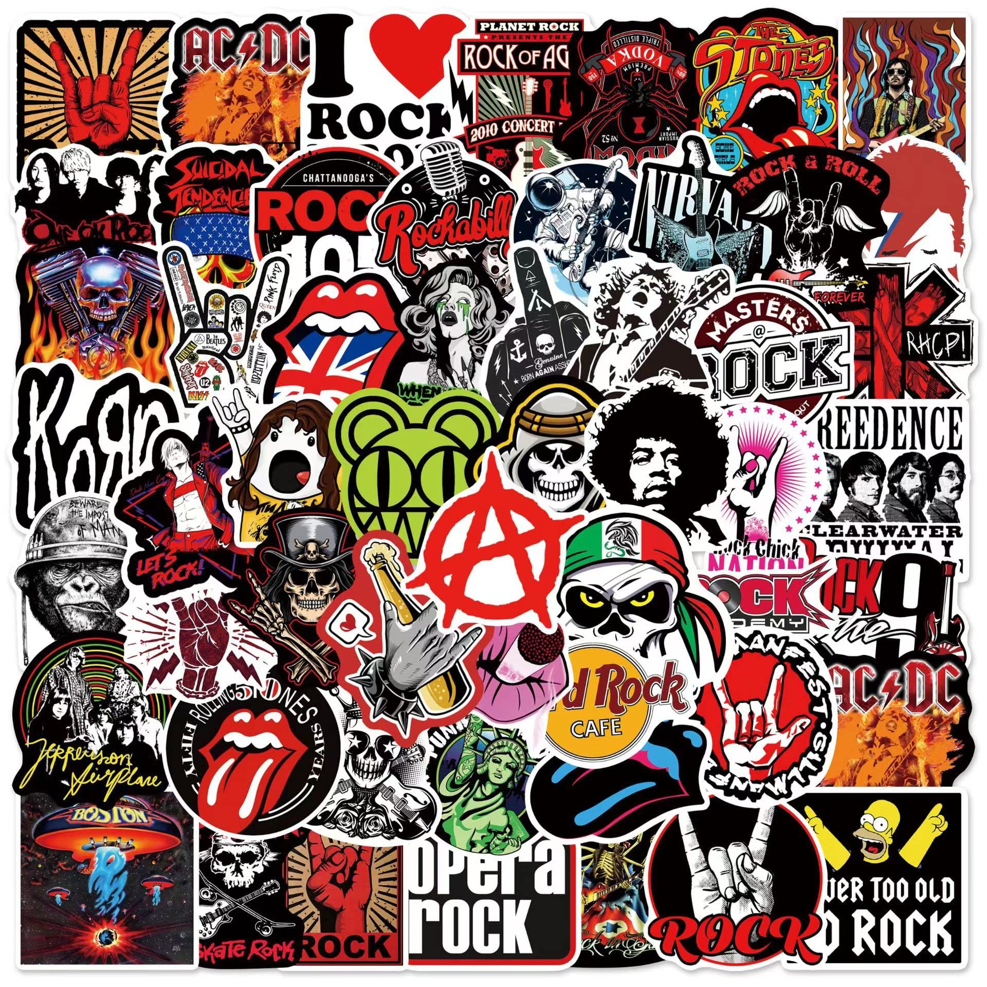 100PCS Rock and Roll Trendy Music Stickers - Waterproof Vinyl, Punk Cool Stickers for Personalize Laptop, Electronic Organ, Guitar, Skateboard, Luggage Graffiti Decals