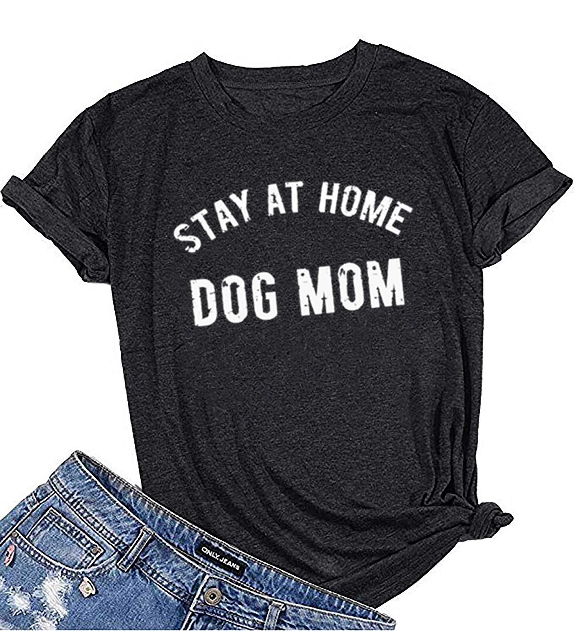 Yexipo Dog Mom Shirts Funny Cute Letter Printed Graphic Tees Summer Casual Tshirt Tops For