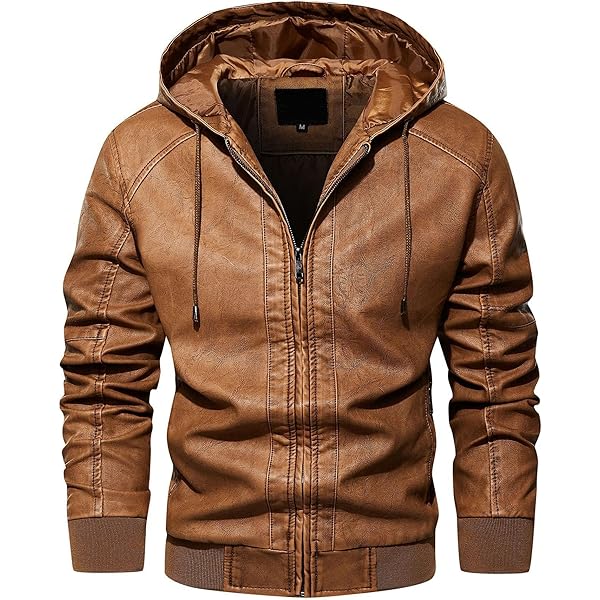 Men's Vintage Faux Leather Jacket Windproof Motorcycle Bomber