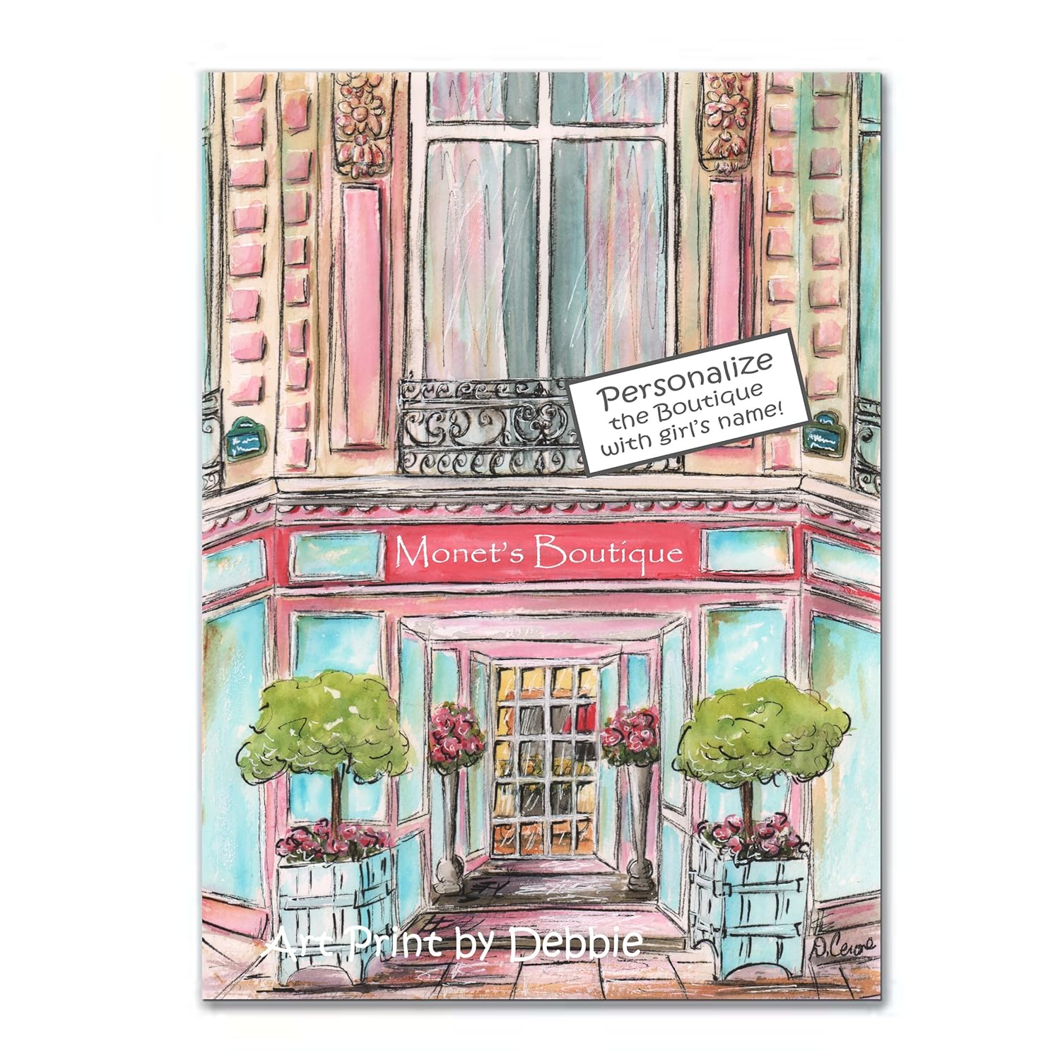 Paris Decor Fashion Boutique Print For Girls French Themed Bedroom Personalized 6 Sizes 5x7 To 24x36
