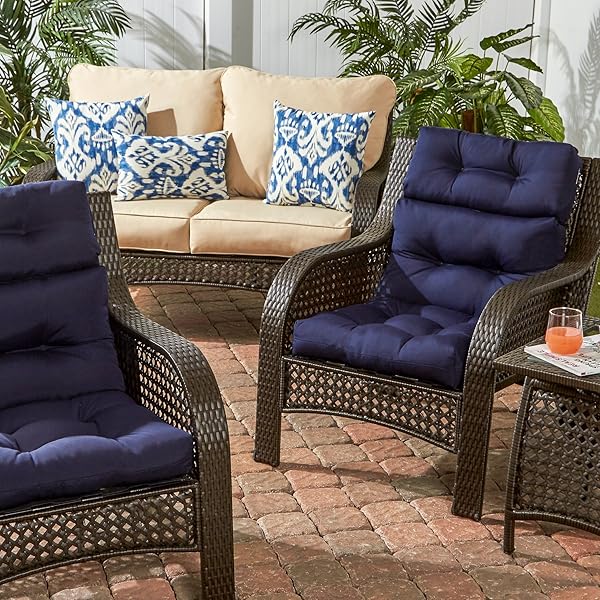 GREENDALE HOME FASHIONS OUTDOOR HIGH BACK CHAIR CUSHION, NAVY
