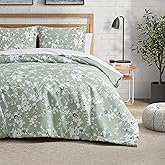 Lucky Brand Fianna Sage Green Floral Luxury 3 Piece Comforter Bedding Set - Full/Queen Size Comforter Set
