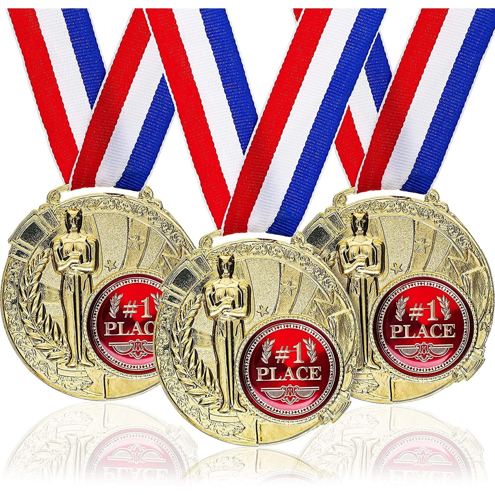 1st Place Medals, 6-Pack of Gold Award Medals with Ribbons, Suitable for Various Events