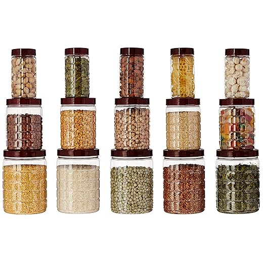 Solimo Checkered Airtight Jar Set of 15
