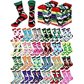 Shinymoon 24 Pairs Funny Socks Bulk Fancy Novelty Pattern Socks for Women Men Girls Holiday Gifts